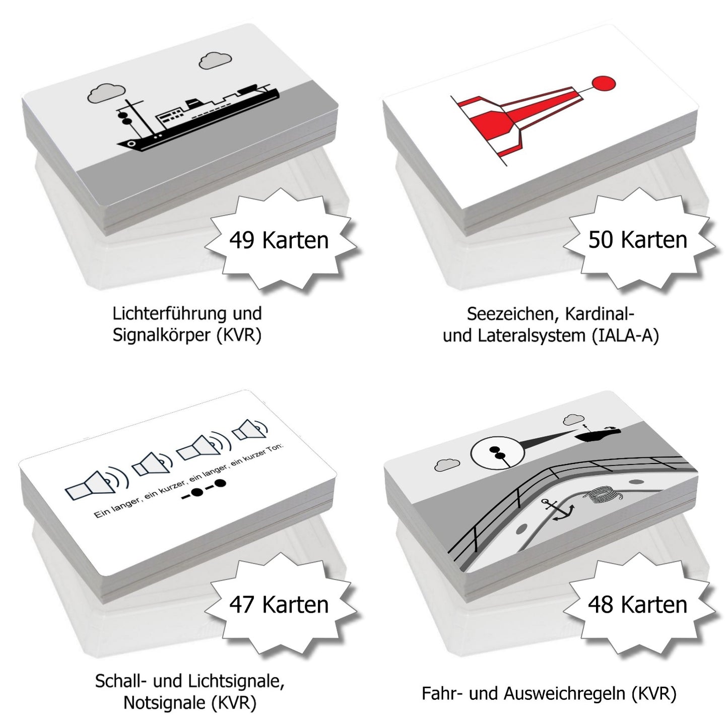 SKIPPERCARDS Komplettbox - 194 nautische Lernkarten - Schallsignale, Fahrregeln, Lichterführung, Seezeichen