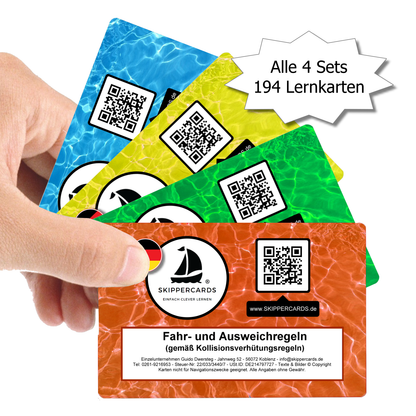 SKIPPERCARDS Komplettbox - 194 Sportboot Lernkarten - Schallsignale, Fahrregeln, Lichterführung, Seezeichen