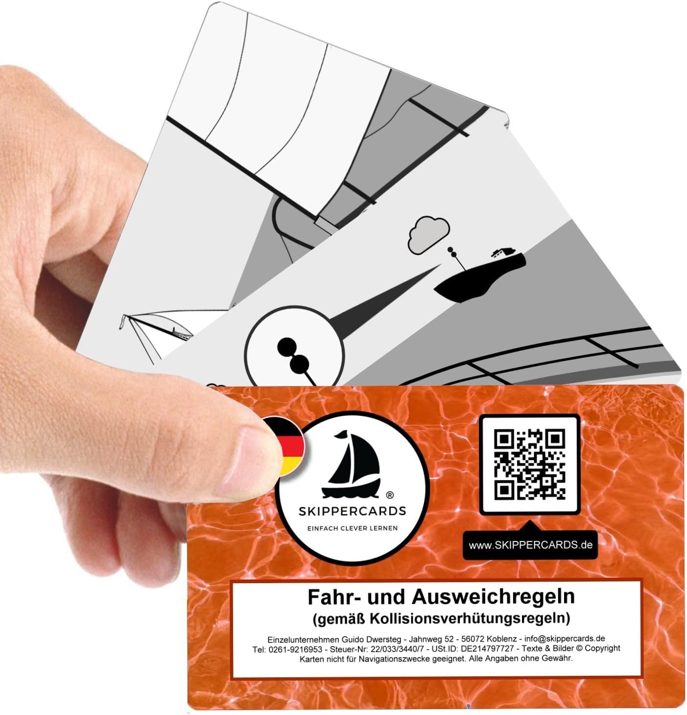 SKIPPERCARDS - 48 Sportboot Lernkarten - Fahrregeln und Ausweichregeln gemäß KVR